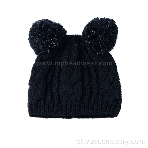 Gorro Pom Pom de malha inverno unissex personalizado